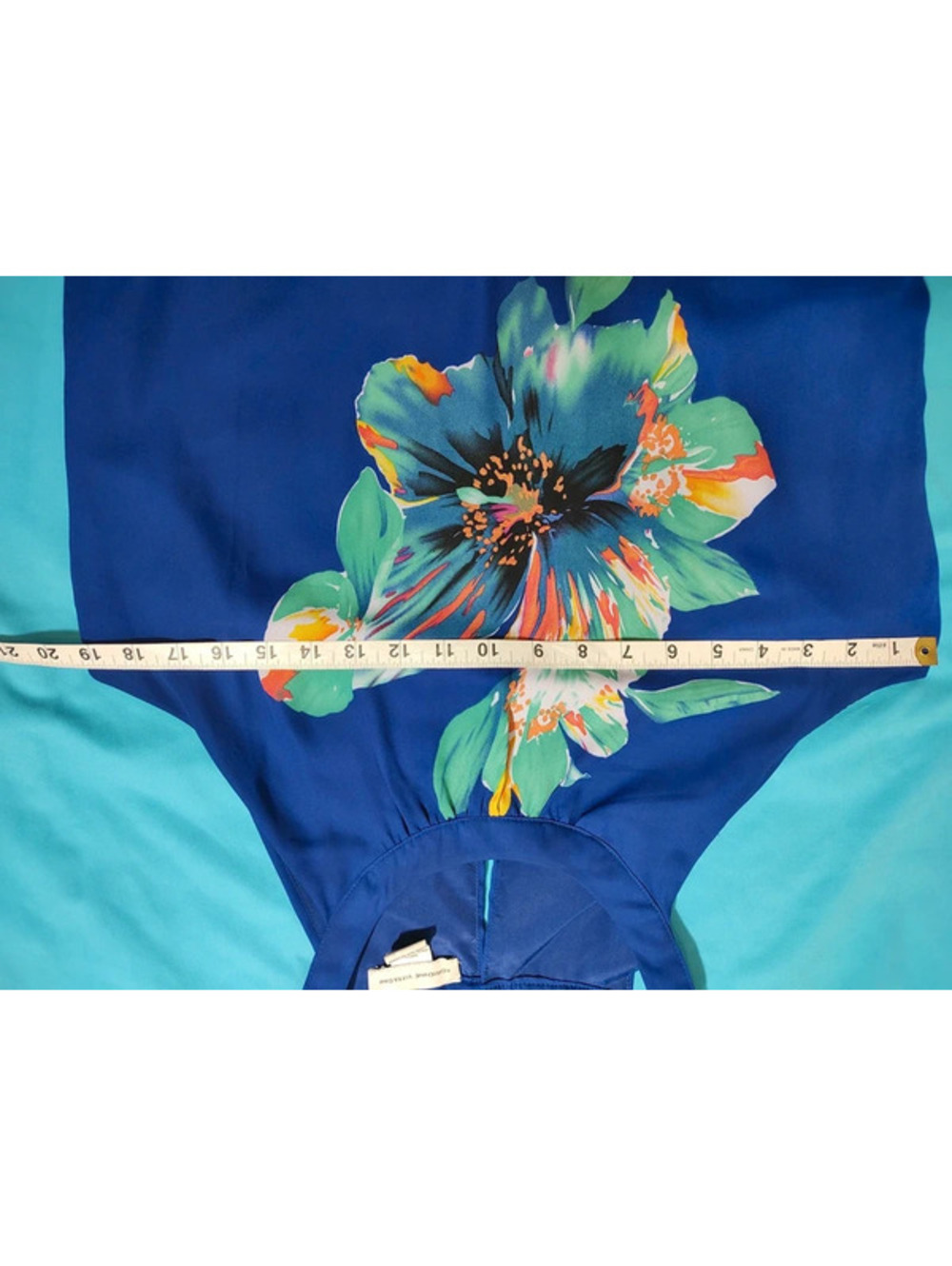 Adrienne Vittadini Blue Floral Halter Dress Size 6 - Picture 3 of 5